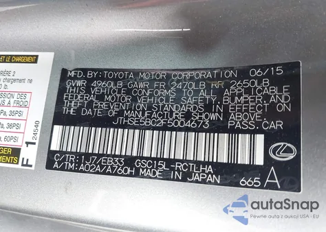 2015 Lexus Rc 350 from USA, damaged, VIN JTHSE5BC2F5004673